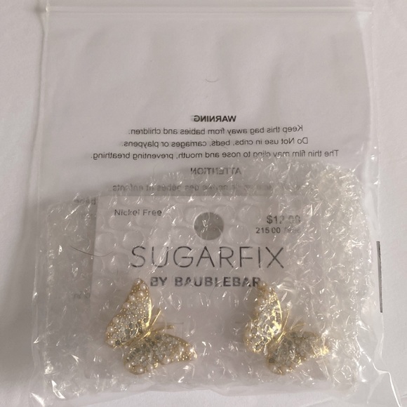 SUGARFIX by BaubleBar Crystal Wings Butterfly Stud Statement Earrings -Gold, NWT - Picture 6 of 8